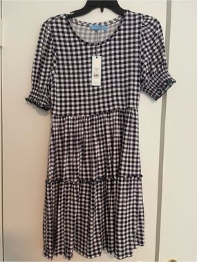 Black & White Gingham Tiered Dress